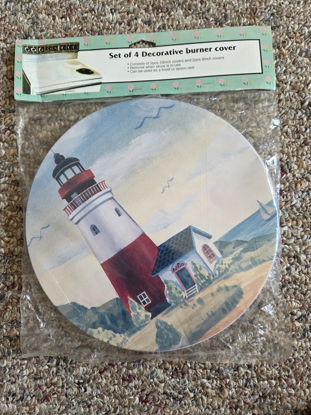 Lighthouse Decorative Burner Cover Set - Coastal Round Design